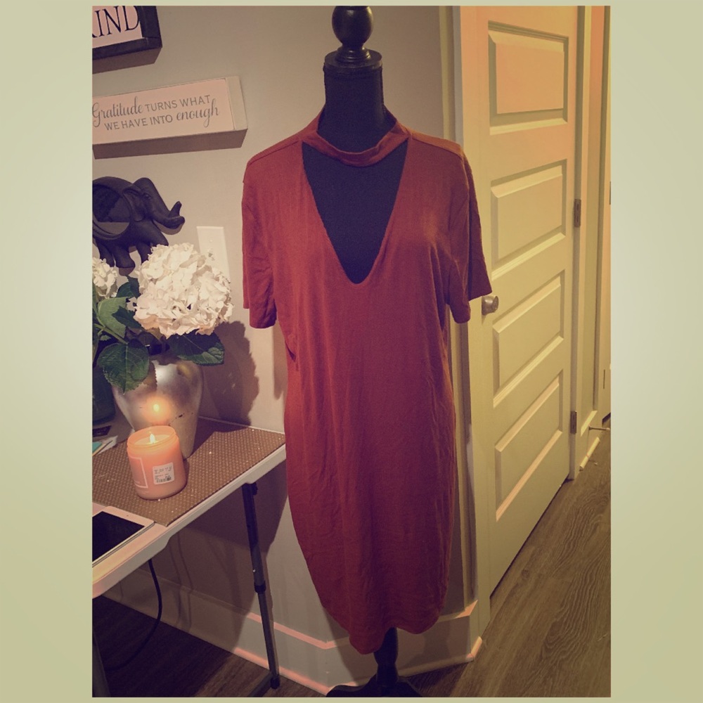 Rust Bodycon with sexy neckline
